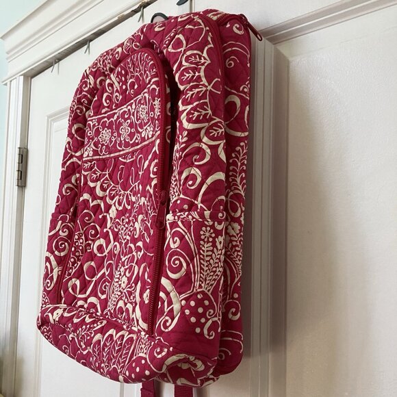 Vera Bradley Pink Quilted Backpack Twirly Birds Organizer Laptop Bag - Picture 3 of 14